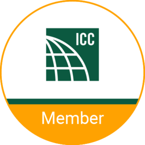 Logo of icc member in green and yellow